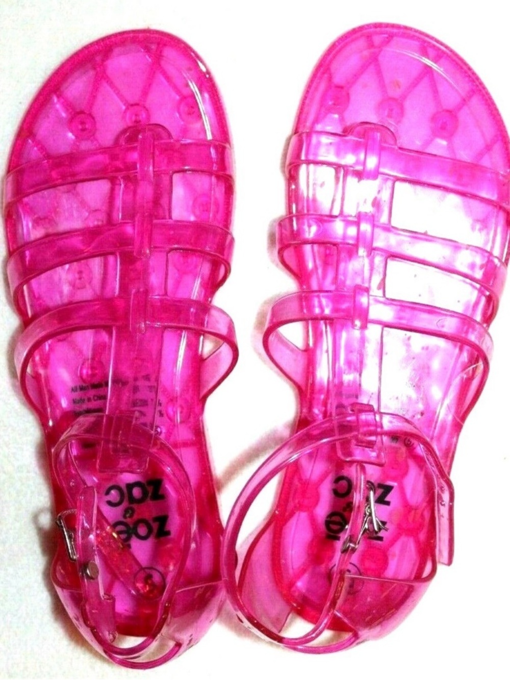 Zoe & Zac Girls Bright Pink Jelly Strappy Sandals Sz 5